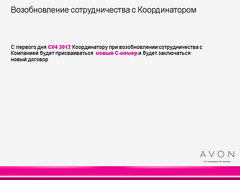 Возобновление сотрудничества с Координатором C первого дня C04 2012 Координатору при возобновлении сотрудничества с Возобновление сотрудничества с Координатором C первого дня C04 2012 Координатору при возобновлении сотрудничества с